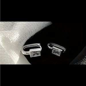 Elegant Silver CZ Square Earrings